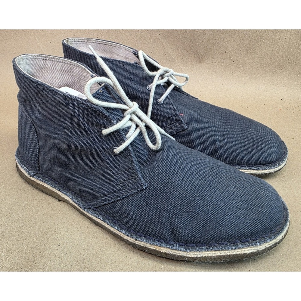 Clarks (Sz 9 M) Desert Boot Navy Blue Canvas Chukka Boots Mens Blokecore